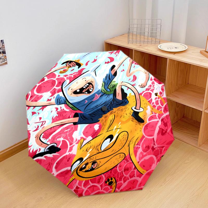 Adventure Time Friendship Automatic Umbrella - Suitable Travel Outdoor Portable Umbrella Birthday Gift Daily Essentials