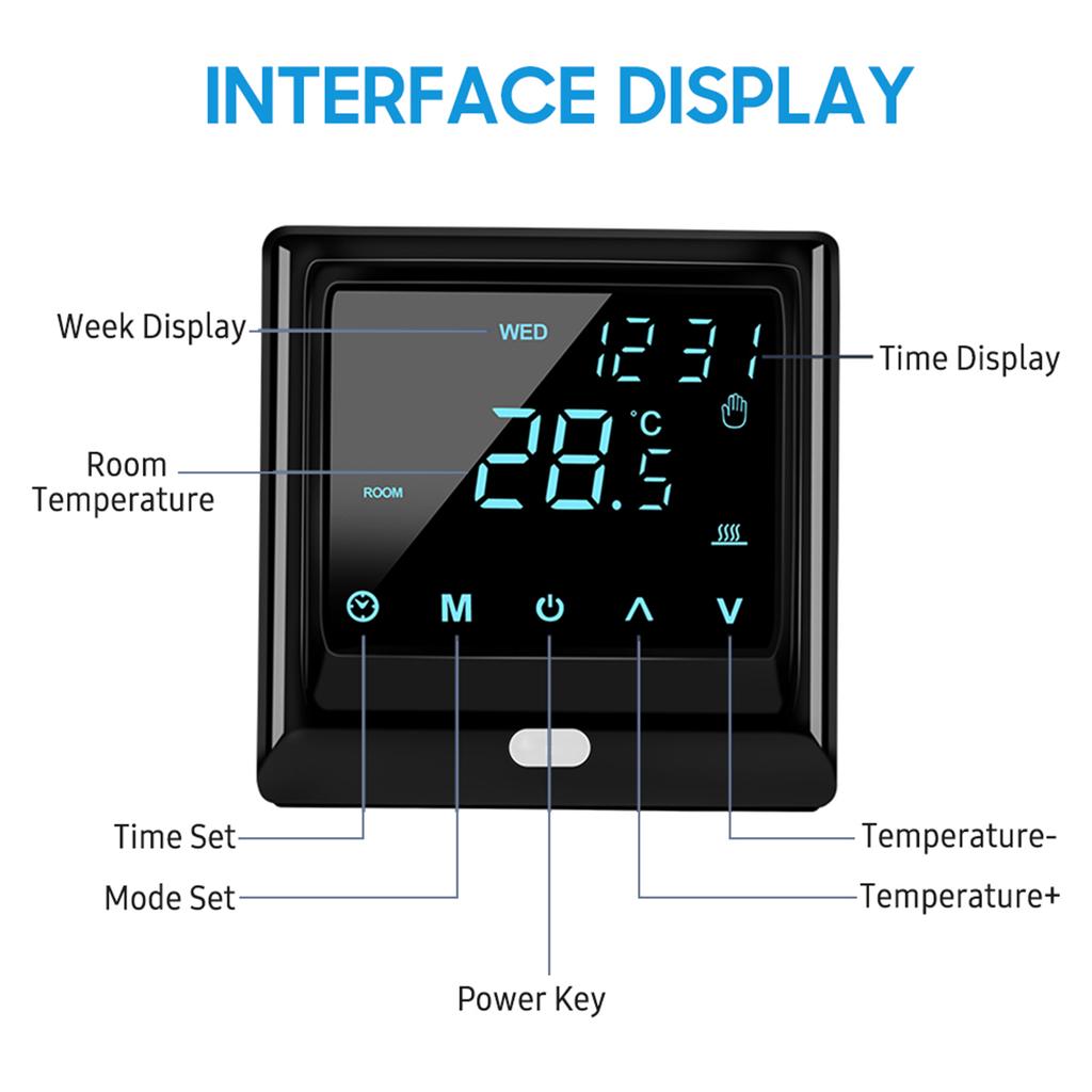 Wi-Fi Smart Thermostat 16A Digital Temperature Controller APP Remote Control Weekly Circulation Programmable Electric Underfloor Hting with Large LED 