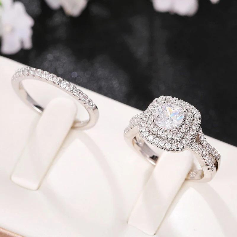 

Fresh, fashionable and luxurious square double-layer full of diamonds, zircon atmospheric temperament, square ring woman no. 6 платиновый