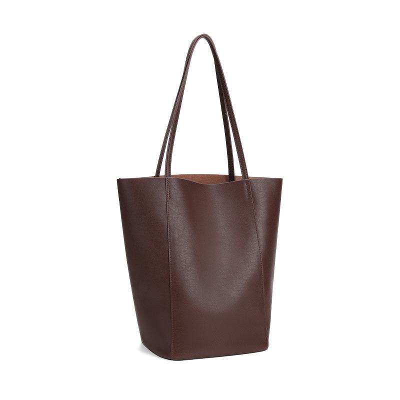 Leather Women's Bags, Light Luxury Niche Bucket Bags, New Tote Bags, Large-capacity Women's Versatile Commuter Shoulder Bags