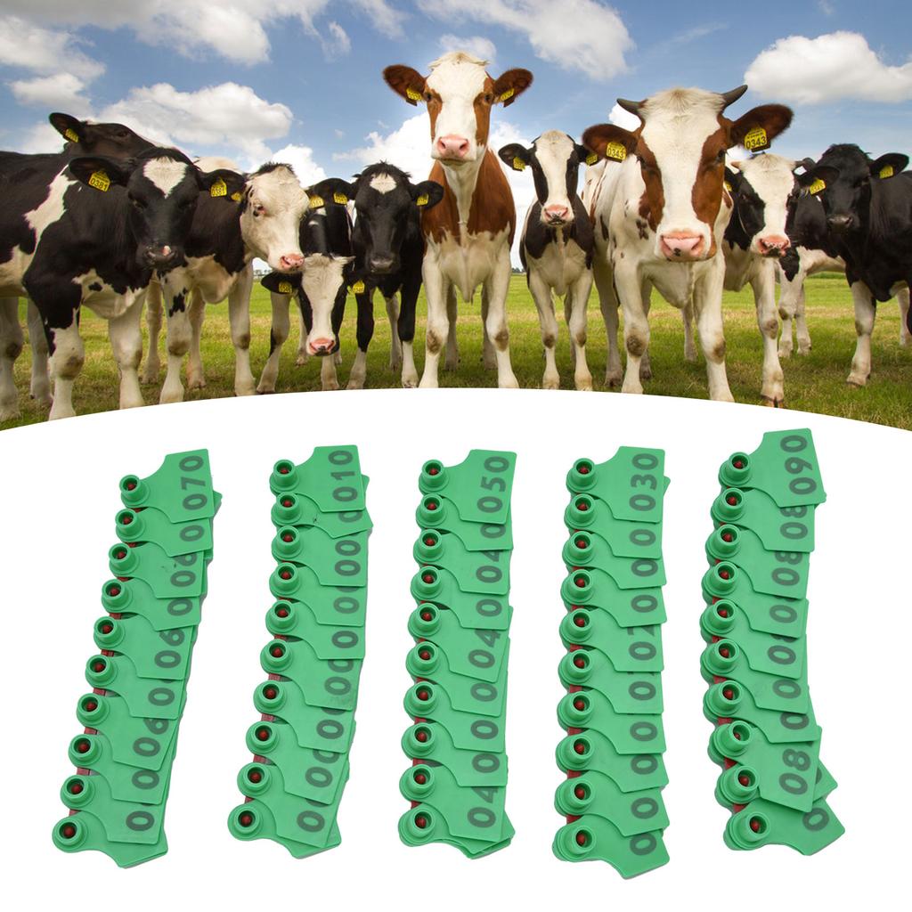 100Pcs TPU Cow Ear with Number 001‑100 Ear Label Farm Livestock Accessory