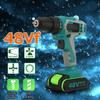 48V Dual Speed Brushless Cordless Electric Impact Drill Hammer Screwdriver LED Lighting