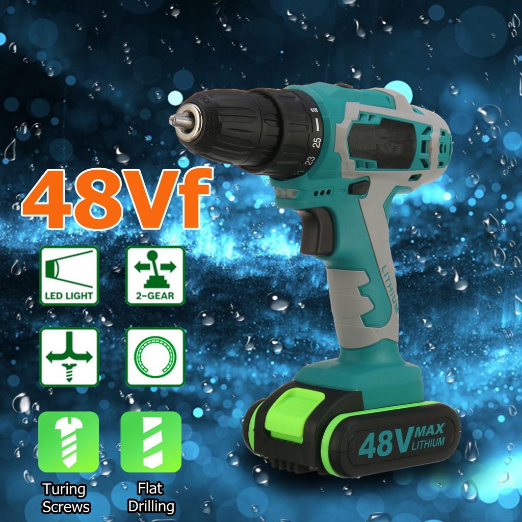 48V Dual Speed Brushless Cordless Electric Impact Drill Hammer Screwdriver LED Lighting