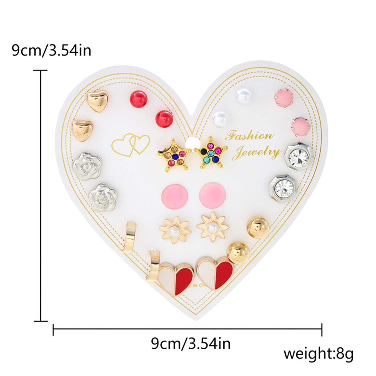 12Pairs/Set Bohemian Cute Flower Star Heart Stud Earrings For Women Fashion Geometric Irregular Butterfly Zircon Earring Jewelry