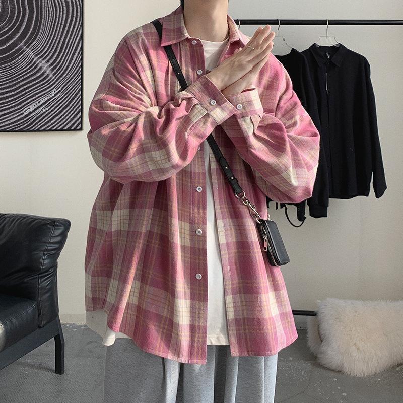 Sunscreen Casual Plaid Shirt Men's Summer Thin Long-sleeved Shirt Couple Ice Silk Loose Jacket Top