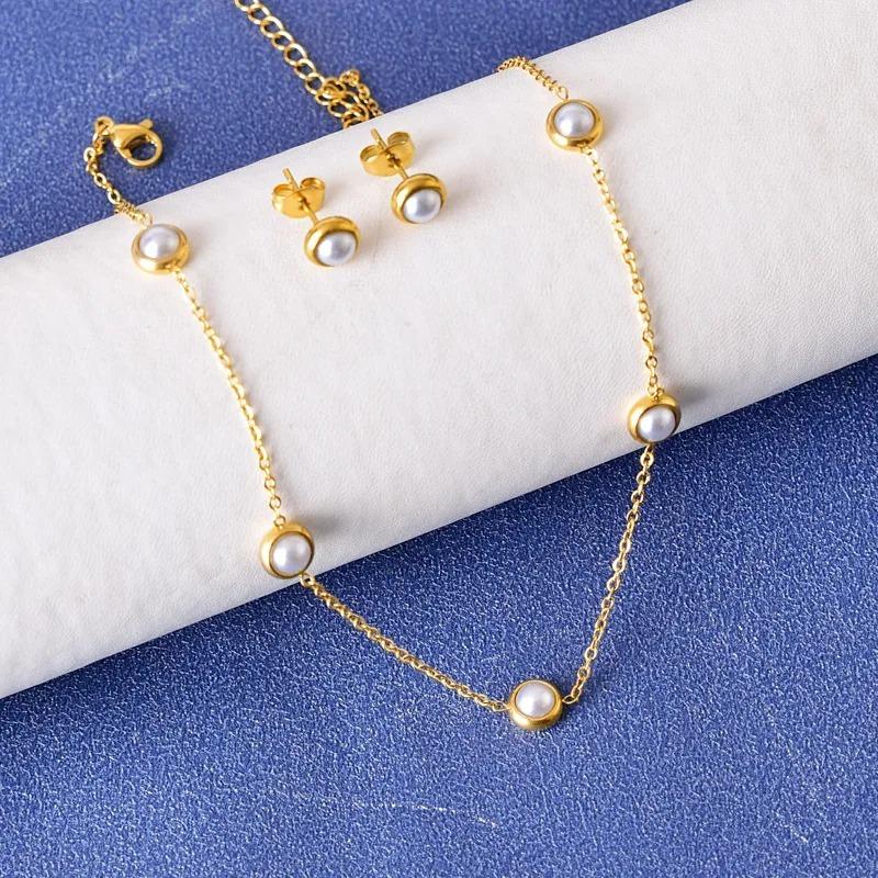 Fashion Women Men Silver Color Gold Stainless Steel Heart Bracelet Necklace Earrings Jewelry Gift