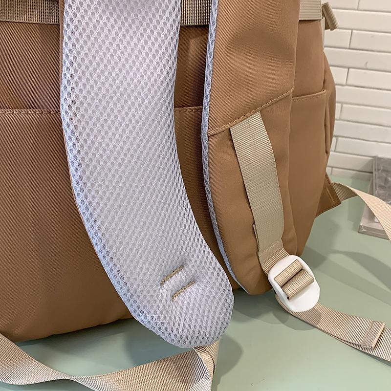 Contrast Color Middle School Student Schoolbag Large Capacity College Style Backpack with Coin Purse