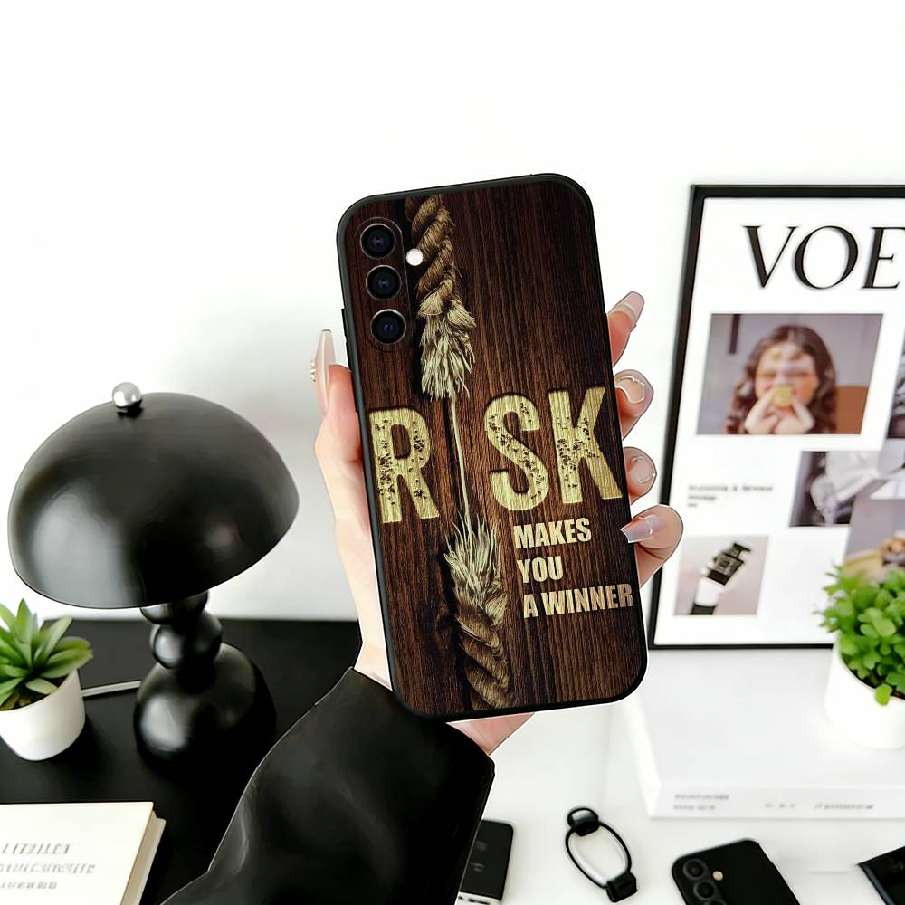 Trading No Risk, No Rich Phone Case For Samsung Galaxy A73,A72,A71,A70,A53,A52,A51,Others Soft Black Cover
