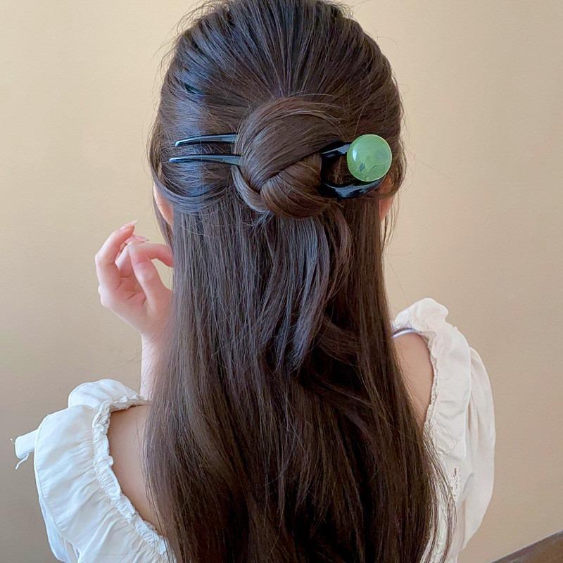 Retro Simple Beaded Hairpin Summer Ball Head Wavy U-shaped Hairpin Fashion Hair Accessories