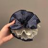 Retro Navy Plaid Lace Hair Scrunchie Soft Comfortable Hair Tie for Women Office Commute Daily Hairstyling