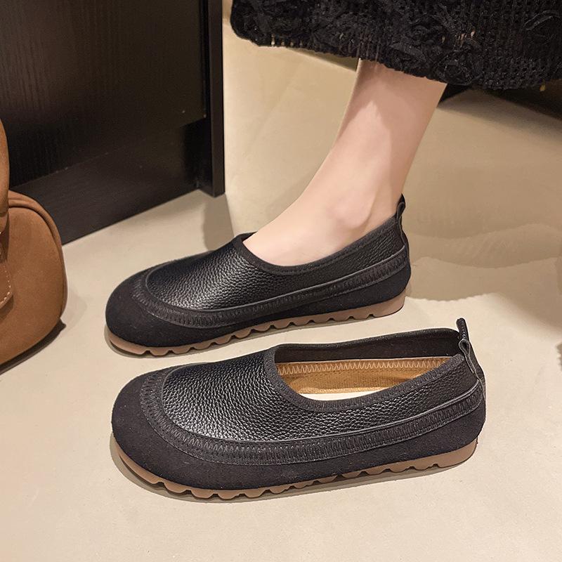 Retro style round head shallow mouth single shoes women's 2025 spring and autumn new versatile fashion Korean version round head flat bottom Mary Jan