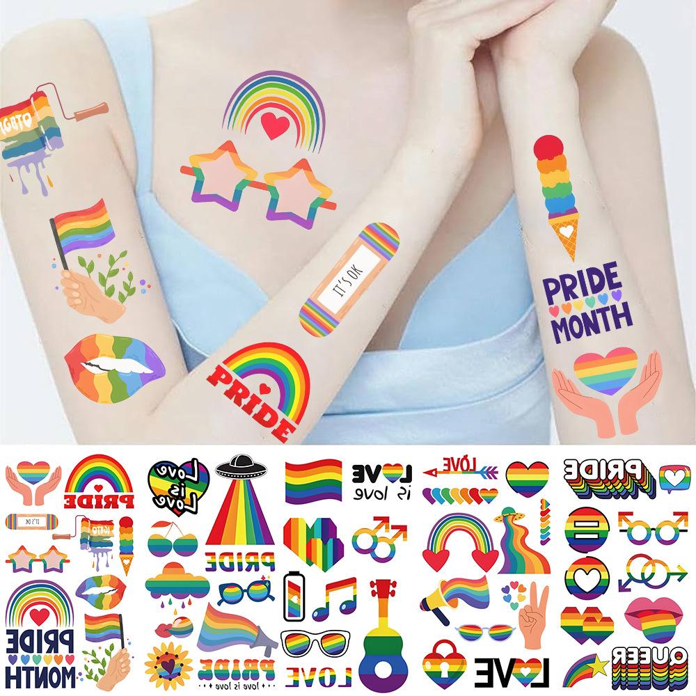 New Cartoon Rainbow Series Tattoo Stickers Can Waterproof Party Gift Funny Face Stickers