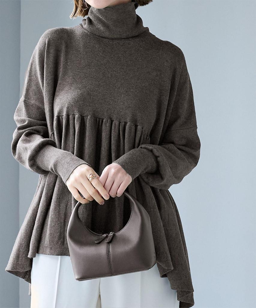 Yours BEXU1724 High Neck Gathered Peplum Size Gray Women's Knit, M,