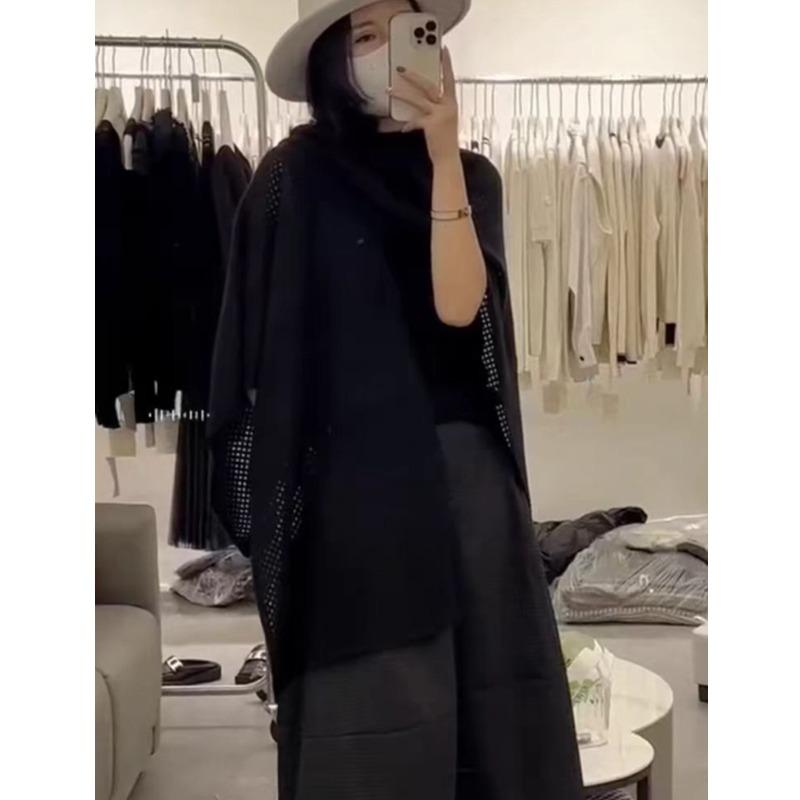 Fashion Women Knitted Cardigan Cover Up Spring Autumn Sweater Elegant Solid Shawl Ponchos Hollow Out Thin Long Sweater Casual Loose Coat Clothing