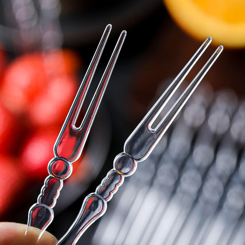 Transparent Fruit Forks, Disposable Plastic Fruit Skewers, Crystal Bamboo Joint Forks, Cakes, Pastries, High Appearance Level Bamboo Skewers