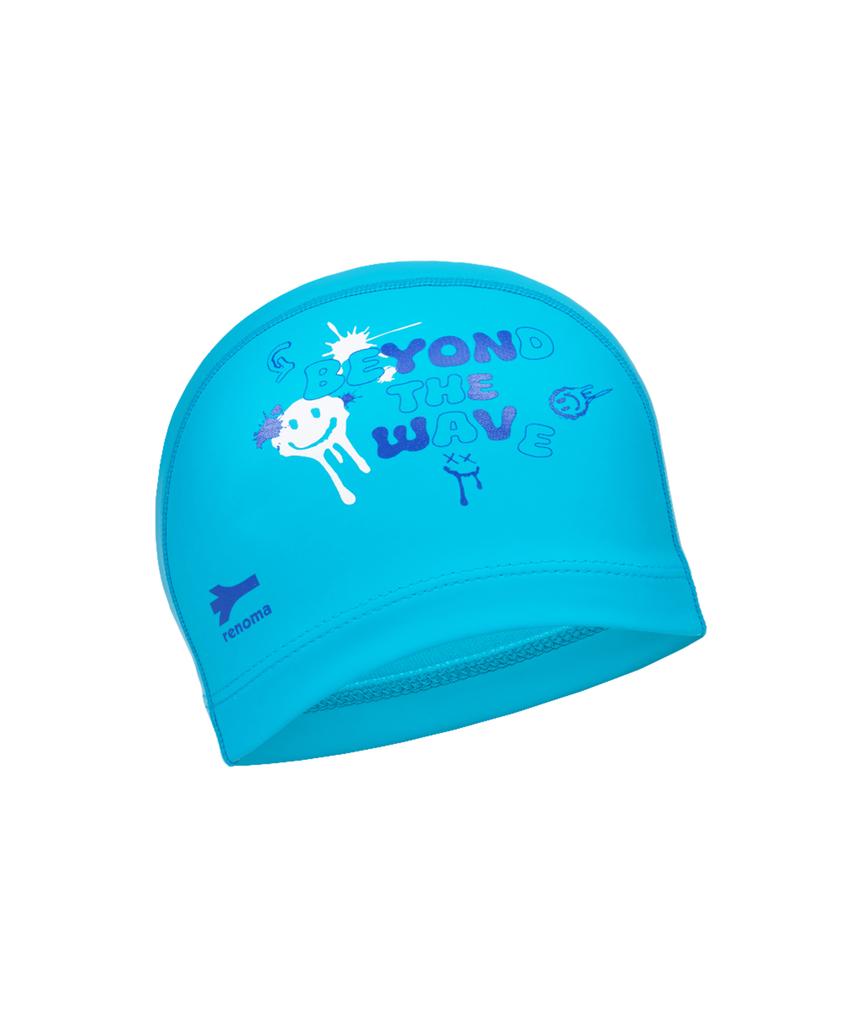 Lenomasuyeongbog Supplies Kids' Smile Painting Pu Swim Cap Aqua Blue Ro-Rc2E752-Ab