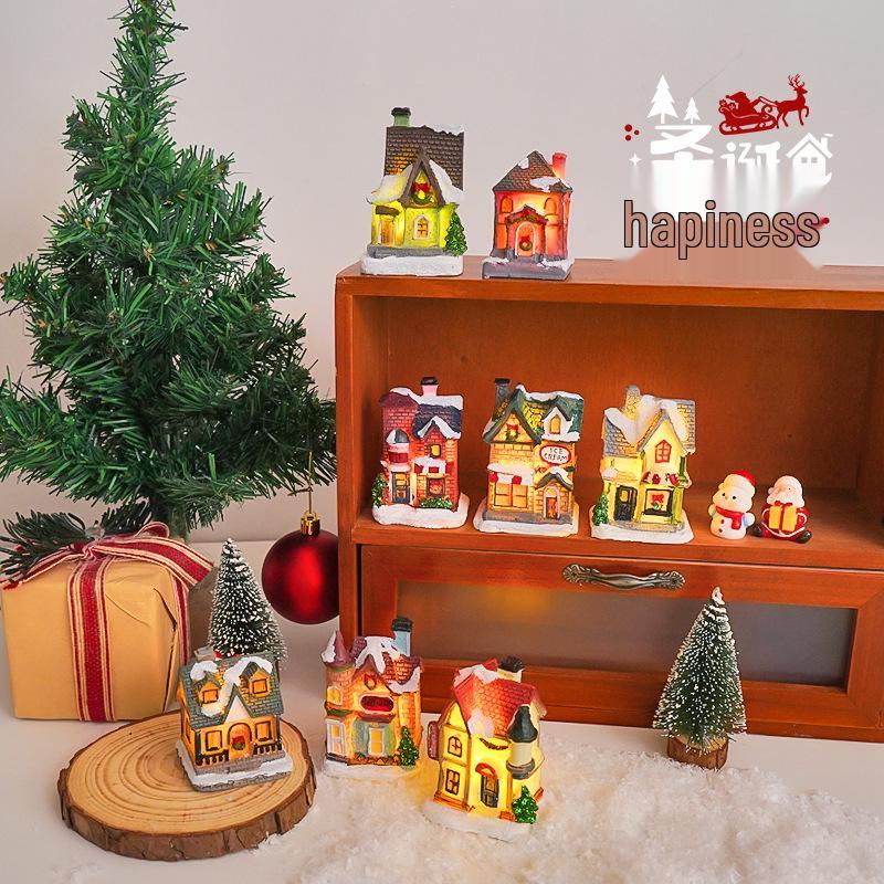 Luminous Christmas Micro-Landscape Cottage Decorations for Festive Atmosphere