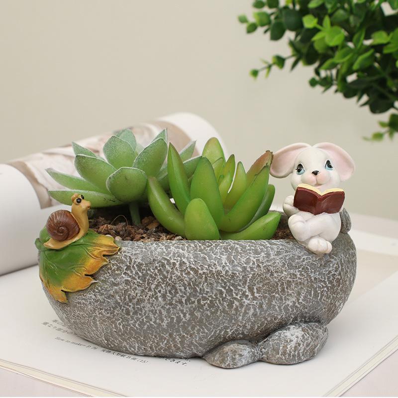 Animal Resin Planter for Succulents Plants Garden Pots, Decorative Flower Pot for Micro Landscape, Tabletop Ornament Decoration