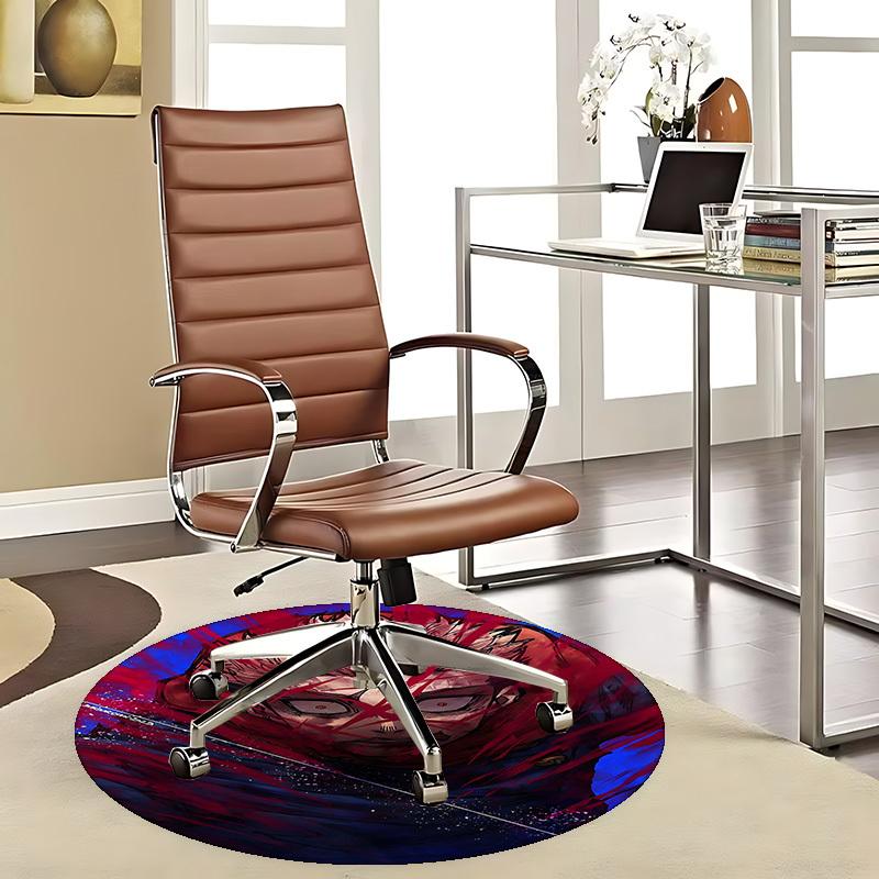 

1pc Anime Character Round Carpet - Office Chair Mat, Non-Slip Rug for Home Decor, Seasonal Gift, Suitable for Office, Living Room, Bedroom, Game Room. 80cm by 80cm