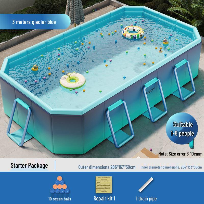 Inflatable Children's Swimming Pool with Slide - No Inflation Needed, Thickened Foldable Design for Home and Outdoor Use