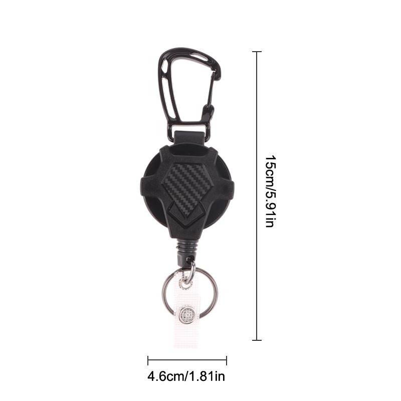 

Retractable Badge Holder Heavy Duty Badge Clip Carabiner Keychain Id Card Holder Outdoor Steel Wire Rope Buckle Spring Keyring