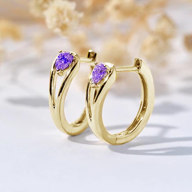 

Huitan Statement Women Hoop Earrings with Waterdrop Cubic Zirconia Gold Color Fashion Versatile Female Earrings Wedding Zircon