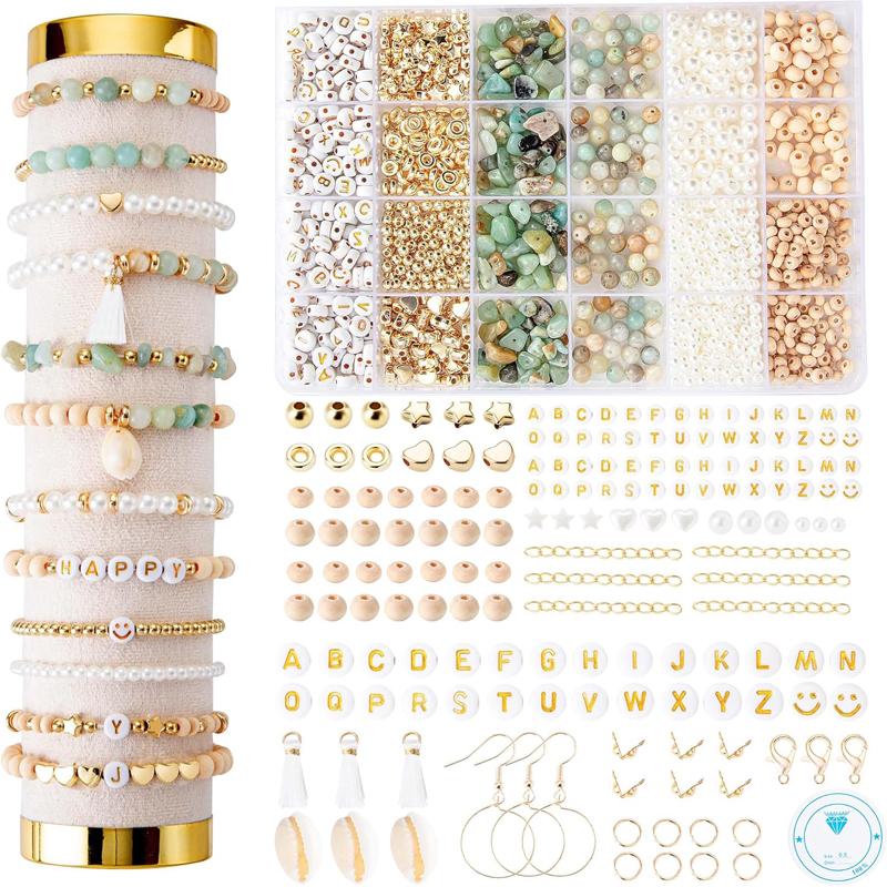 Natural Stone Beads Style Bracelet Making Kit Irregular Natural Stone with Letter Beads for DIY Craft Bracelet Necklace Earring 1