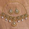 Indian Ethnic Style Gemstone Beaded Jewelry Set - Necklace & Earrings