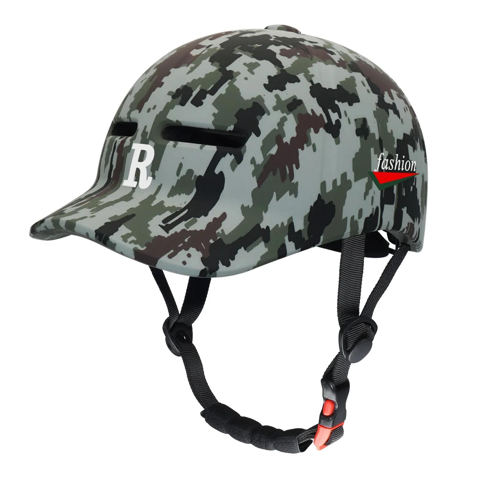 

New Bicycle Baseball Cap Helmets Motocross Electric bike Scooter Cycling Safety Helmet with Adjustable Strap for Adult Men Women камуфляжный
