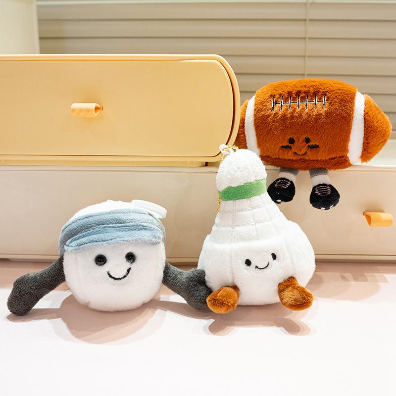 Cute sports ball keychain bag pendant grab machine doll plush doll doll bag pendant gift
