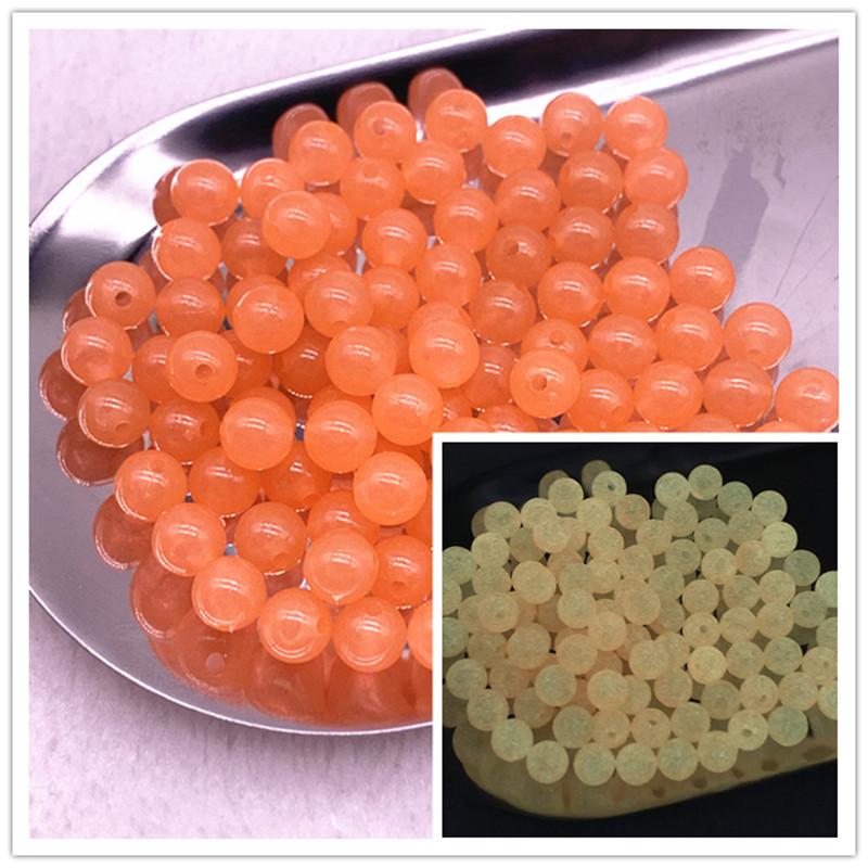6mm 100 Stück/Los Starke Leuchtperlen Leuchten im Dunkeln Fischerei Lose Abstandshalter Perlen für Schmuck Markierung DIY Halskette Armband