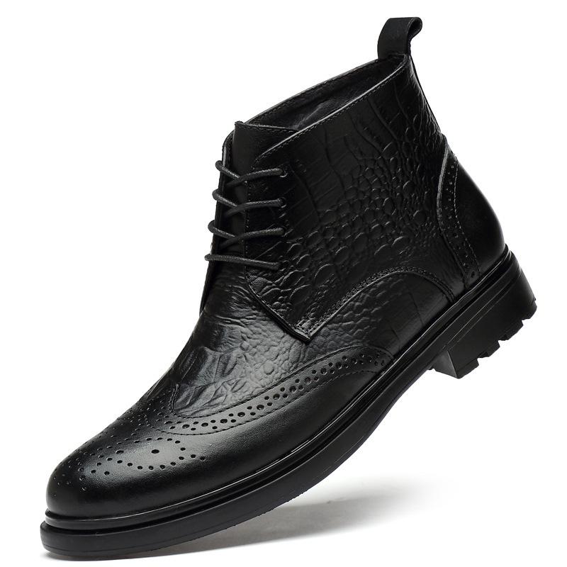 Plus Size Men's British Style Genuine Leather Chelsea Ankle Boots