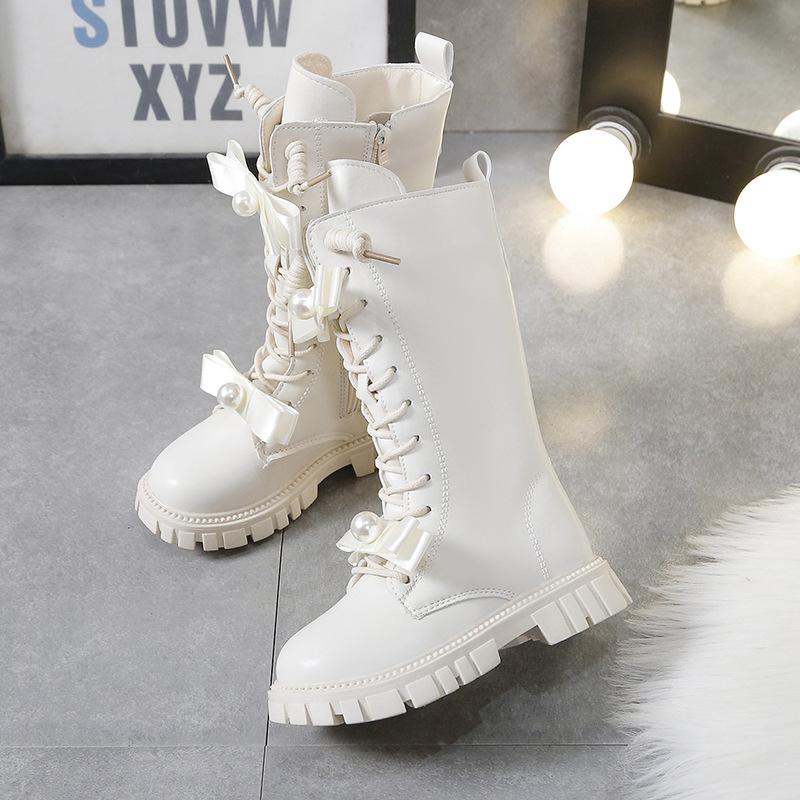 

Ботинки из кожи для девочек, средние и высокие ботинки, осенние и зимние новые детские ботинки, рыцарские ботинки, модные детские кожаные ботинки 36