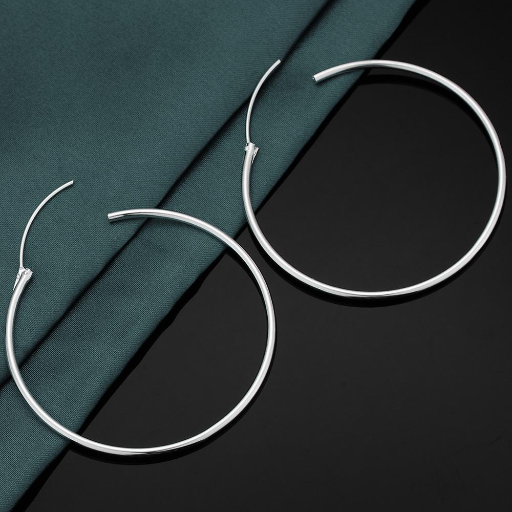 925 Silver Large Circle Hoop Earrings For Women's Wedding Fine Fashion Jewelry Accessories