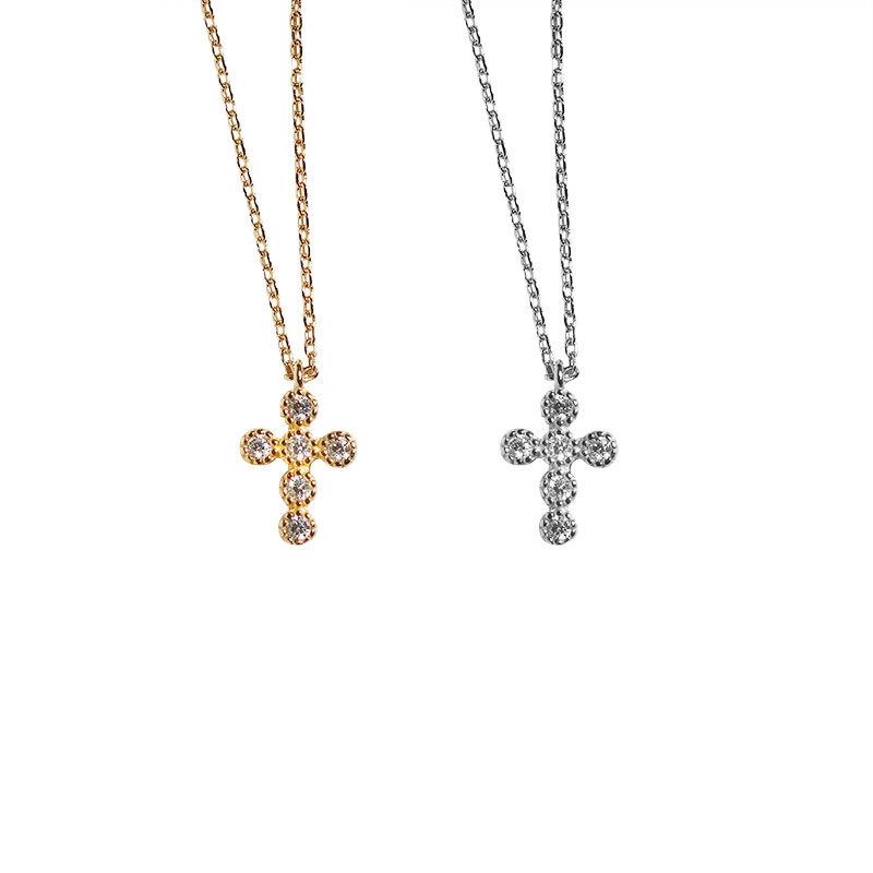 Collier Croix Incrusté de Diamants Corps Entier Chaîne Clavicule Coréenne Simple et Polyvalente pour Femmes