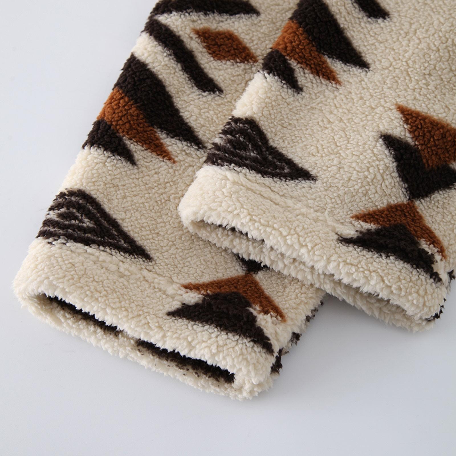 Осенне-зимняя женская однобортная плюшевая длинная куртка с принтом в этническом стиле — фото 7