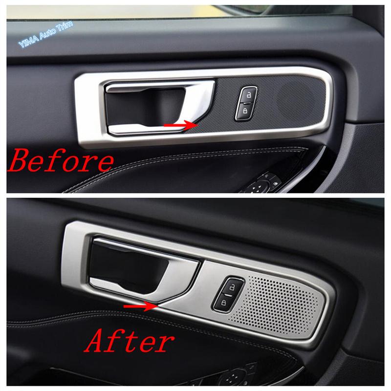 Stainless Steel Accessories Inner Door Handle Bowl Speaker Decoration Cover Trim For Ford Explorer 2024 2025 Left Hand Drive