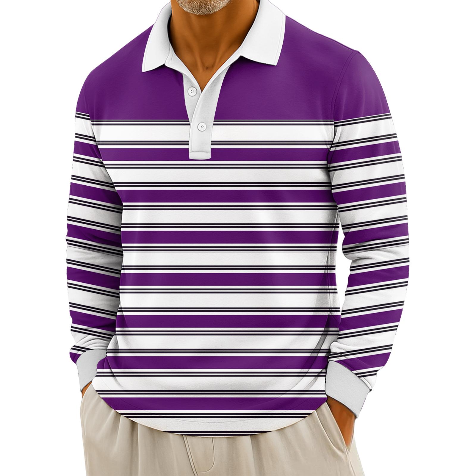 

Мужские повседневные топы с длинными рукавами на пуговицах с полосатым принтом L