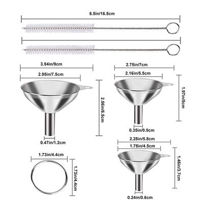 LMETJMA 6 Piezas Embudo de Acero Inoxidable 3 Piezas Juego de Embudo de Cocina de Acero Inoxidable para Llenar Botellas Mini Embudos de Metal JT190
