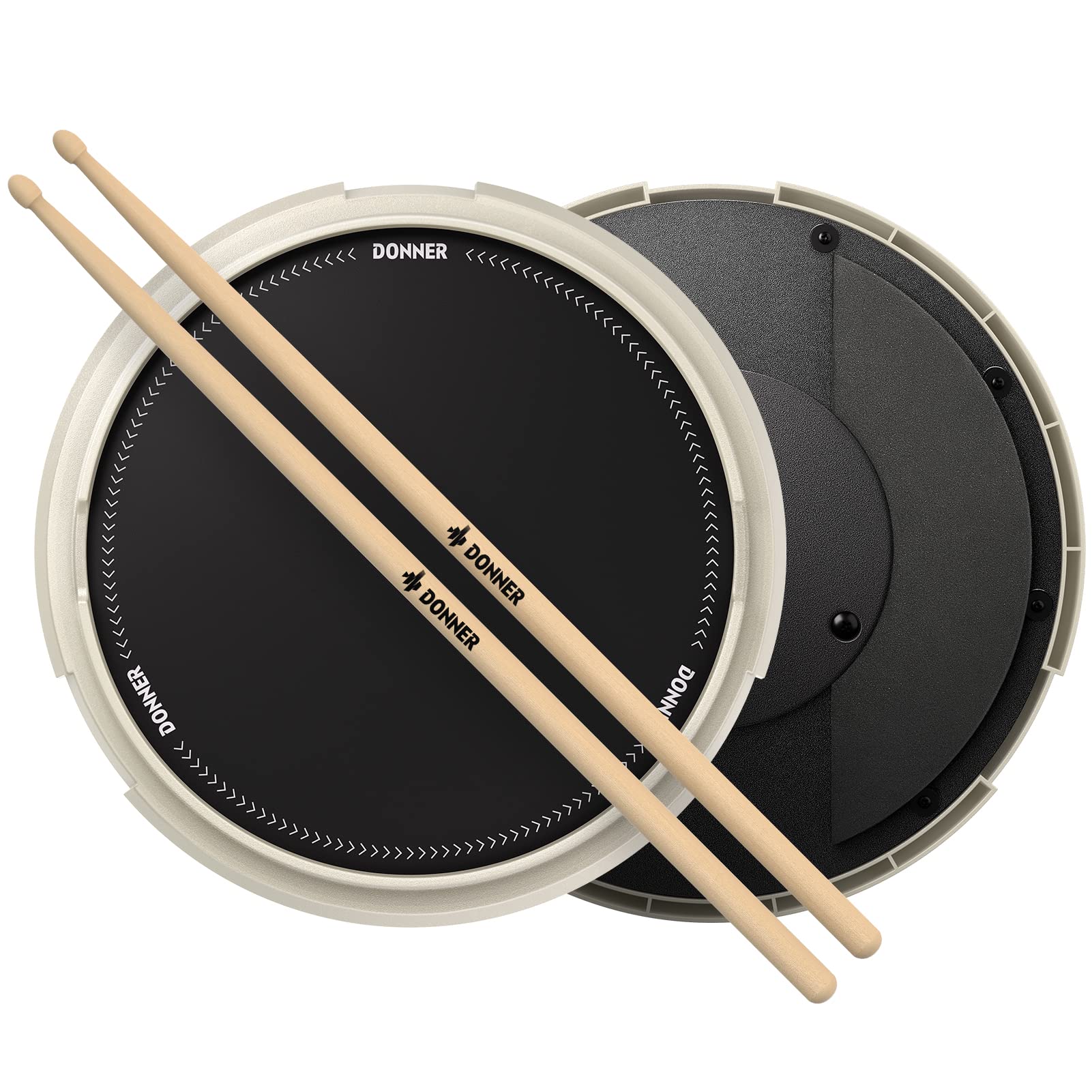 Donner Drum Practice Silencer Training Drum with Removable Ball Includes Sheet Music and Suitable for and White Pad, Pad, Box, Drumsticks, Students, белый