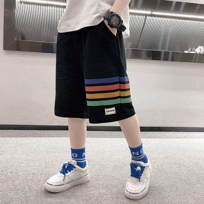 Summer Pants Boys' Shorts Breathable Sweat Absorbing Pentagram Pants Loose Cool Handsome Outerwear Sports Pants Middle Pants