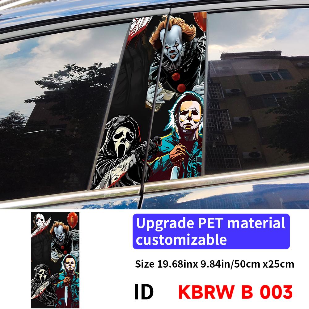 Adesivi per Auto Personaggi Horror Fantasma Halloween Montante B Auto Copertura Decorativa Impermeabile Graffi Portiere Auto Montante Parasole Decalcomanie