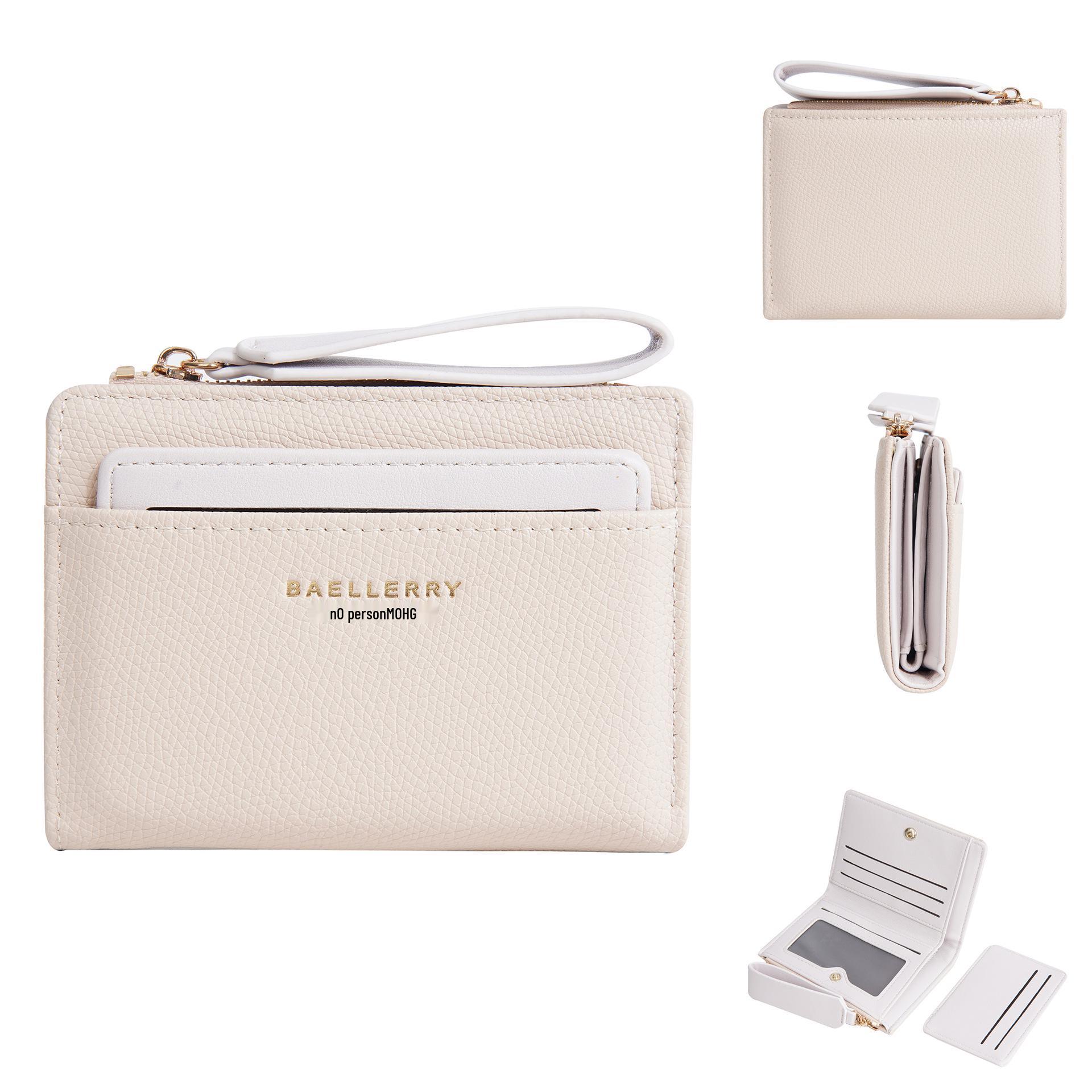 Women s Color-Block Card Holder Wallet with Zipper абрикосовый
