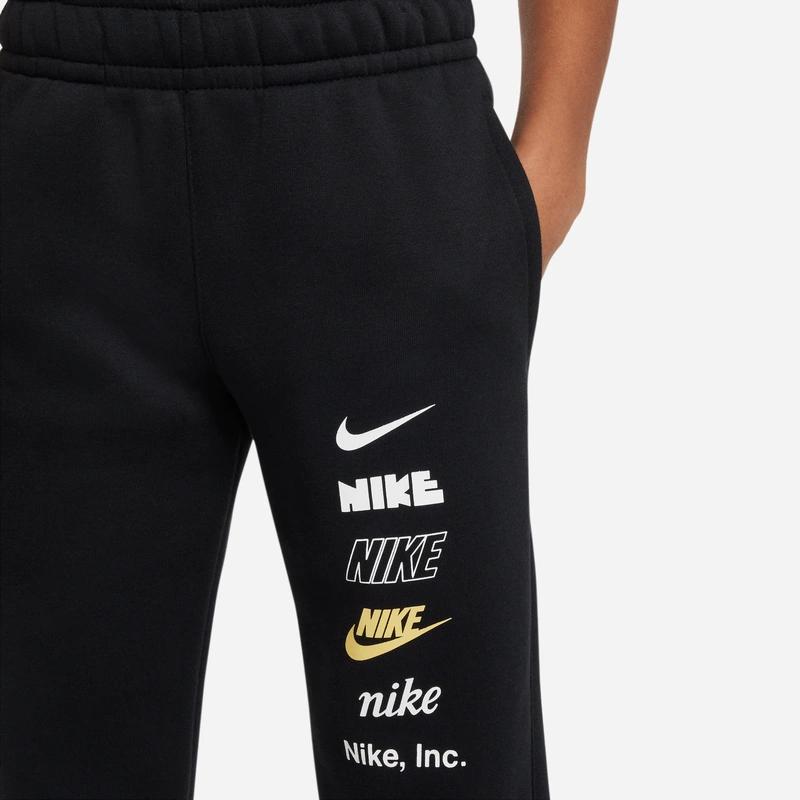 Nike Kids Knit Sports Pants Letter Logo Print Fleece Soft Kids pants Black DX5160-010
