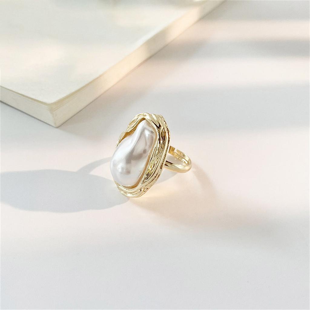 Unregelmäßiger Perlenring Verstellbare Ringe Metall Damenschmuck Einzigartiger Fingerschmuck Elegante offene Ringe Legierung Textur