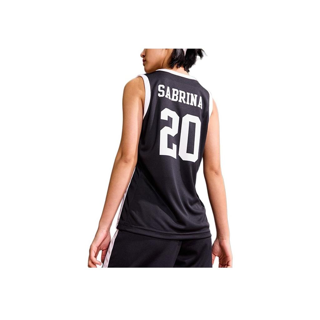 Nike SS24 Dri-Fit Letter Color Block Logo Print Quick-Dry Henley Neck Sleeveless Basketball Jersey Women Jersey Black HF0517-012