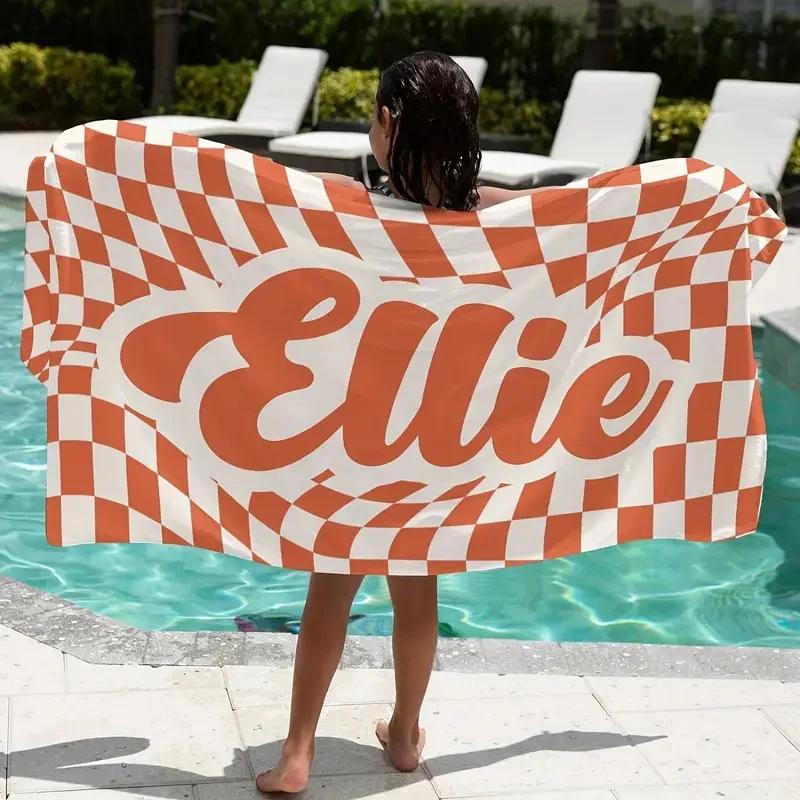Personalized Beach Towel Custom Name Cross Border Microfiber Beach Towel Anti-Sand Super Absorbent Bath Towel Large Quick Drying