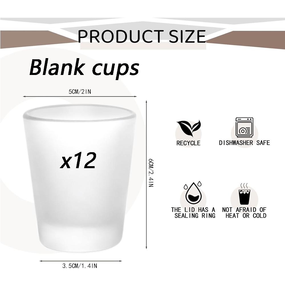 

Sublimation Shot Glasses Cups with Heavy Base Sublimation Blanks Cute Shot Glass Tumbler Bulk for Heat Press, Wedding, Party 50ml