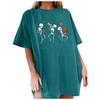 Women's Loose Blouse Round Neck Short Sleeve Halloween  Print T-shirt Top