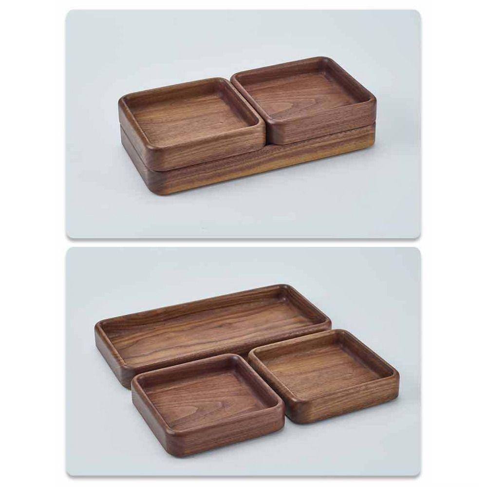 Stackable Candy Plate Wooden Fruit Tray Smooth Edge Tea Serving Plate Candy Serving